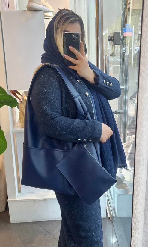 کیف دوشی زنانه سایز بزرگ رنگ سورمهای