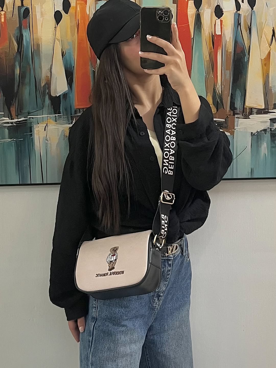 کیف تدی رنگ کرم مشکی